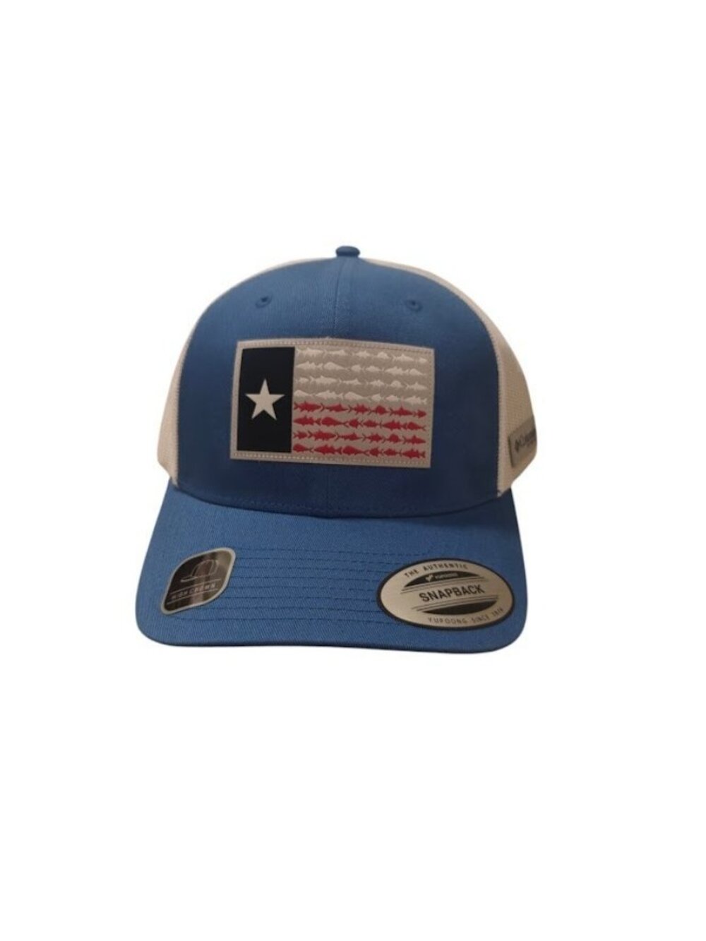 Columbia PFG Men's One Size Blue Fish Flag Texas Star Mesh Snapback Cap New NWT